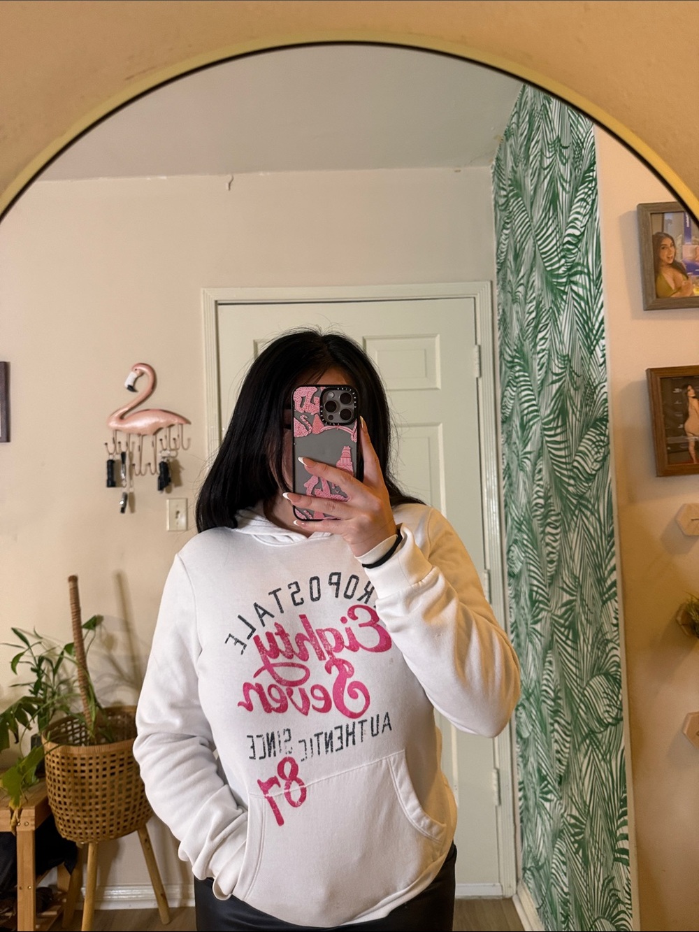 Aeropostale White Hoodie with Pink Graphic Logo